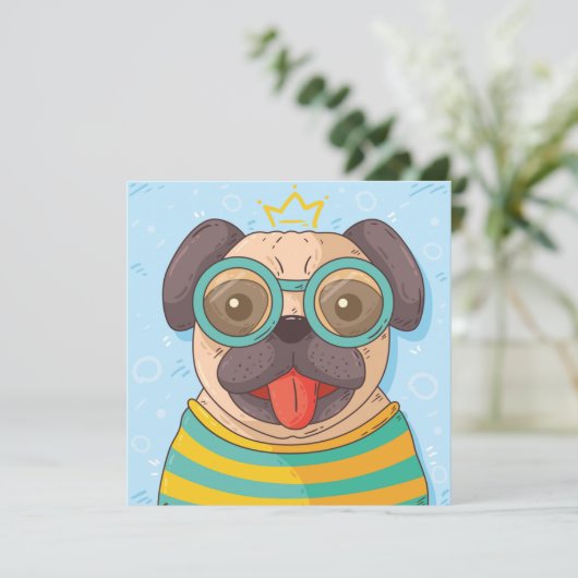 Cute Pug Kaart (Staand voorkant)