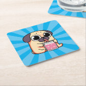 Cute Pug Kartonnen Onderzetters (Schuin)