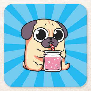 Cute Pug Kartonnen Onderzetters