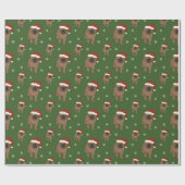 Cute Pug-kerstinpakpapier Cadeaupapier (Vlak)
