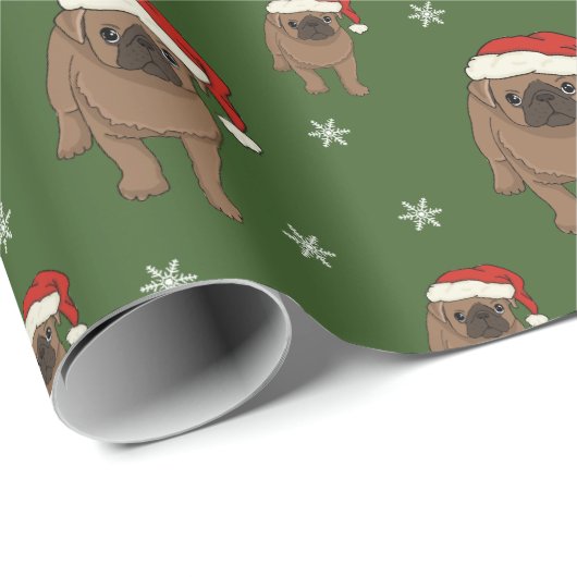Cute Pug-kerstinpakpapier Cadeaupapier (Rol Hoek)