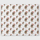 Cute Pug-kerstinpakpapier Cadeaupapier (Vlak)