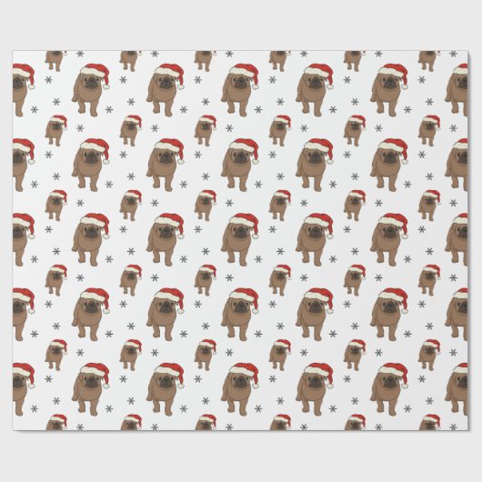 Cute Pug-kerstinpakpapier Cadeaupapier (Vlak)