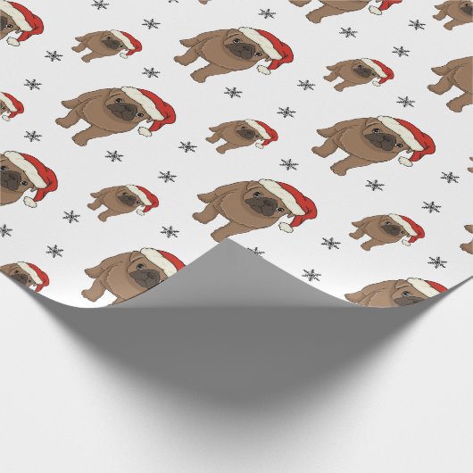 Cute Pug-kerstinpakpapier Cadeaupapier (Hoek)