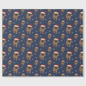 Cute Pug-kerstinpakpapier Cadeaupapier (Vlak)