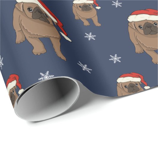 Cute Pug-kerstinpakpapier Cadeaupapier (Rol Hoek)
