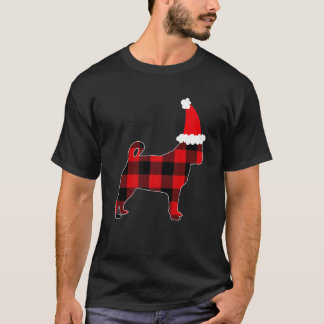 Cute Pug Kerstman Hoed Rode Schotlandse Kersttrui T-shirt