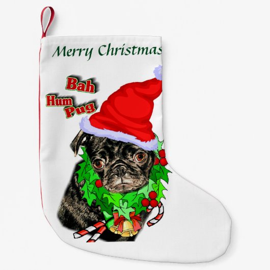 Cute Pug Kerstmis Kleine Kerstsok (Voorkant)