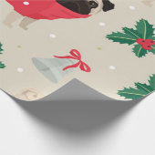 Cute Pug-kerstpatroon Cadeaupapier (Hoek)