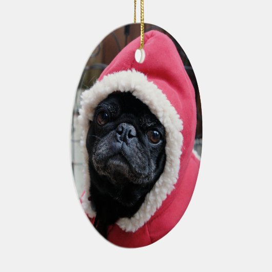 Cute Pug-kerstversiering #3 Keramisch Ornament (Rechts)
