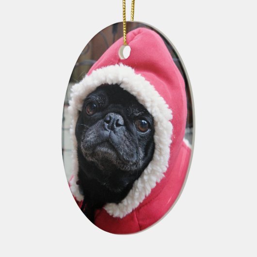 Cute Pug-kerstversiering #3 Keramisch Ornament (Links)