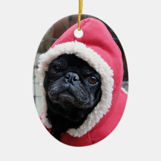 Cute Pug-kerstversiering #3 Keramisch Ornament (Voorkant)