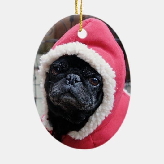 Cute Pug-kerstversiering #3 Keramisch Ornament (Achterkant)