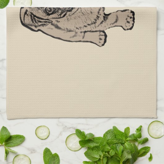Cute Pug Kitchen Towel - Beige Theedoek (Gevouwen)