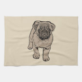 Cute Pug Kitchen Towel - Beige Theedoek (Horizontaal)