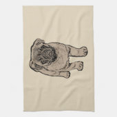 Cute Pug Kitchen Towel - Beige Theedoek (Verticaal)