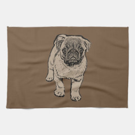 Cute Pug Kitchen Towel - Brown Theedoek