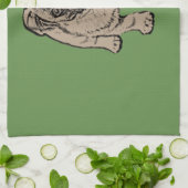 Cute Pug Kitchen Towel-Green Theedoek (Gevouwen)