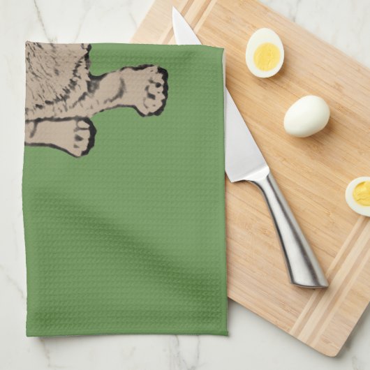 Cute Pug Kitchen Towel-Green Theedoek (Quarter Fold)