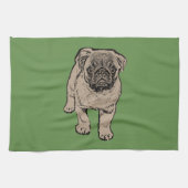 Cute Pug Kitchen Towel-Green Theedoek (Horizontaal)