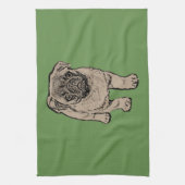 Cute Pug Kitchen Towel-Green Theedoek (Verticaal)