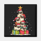 Cute Pug Le Dog Christmas Tree Xmas Hat Long Sleev Magneet (Voorkant)