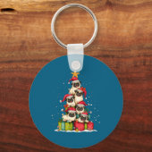 Cute Pug Le Dog Christmas Tree Xmas Hat Long Sleev Sleutelhanger (Voorkant)