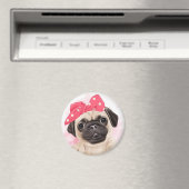 Cute Pug Magneet (Insitu (Vaatwasser))