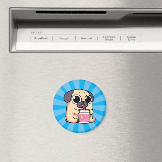 Cute Pug Magneet (Insitu (Vaatwasser))