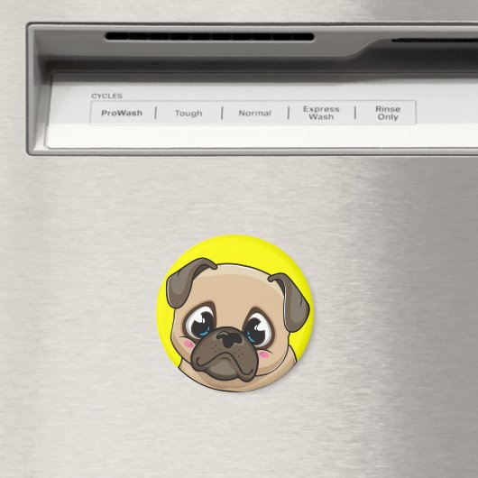 Cute Pug Magneet (Insitu (Vaatwasser))