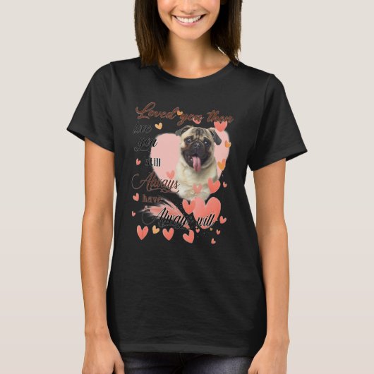 Cute Pug mam Hararts Happy Moederdag Love Dog 2 T-shirt (Voorkant)
