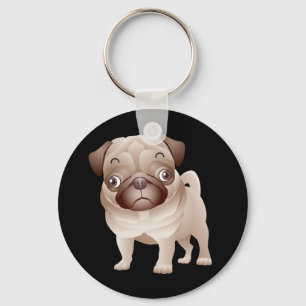 Cute Pug mama Puppy Cartoon Dog Lover Pap Sleutelhanger