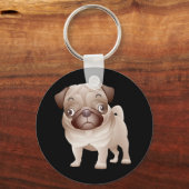 Cute Pug mama Puppy Cartoon Dog Lover Pap Sleutelhanger (Voorkant)