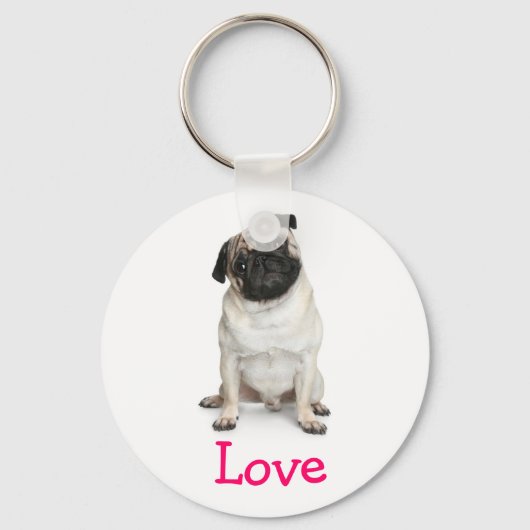 Cute Pug Mama Puppy Hondenliefhebber Fur Mama Sleutelhanger (Voorkant)