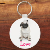 Cute Pug Mama Puppy Hondenliefhebber Fur Mama Sleutelhanger (Voorkant)