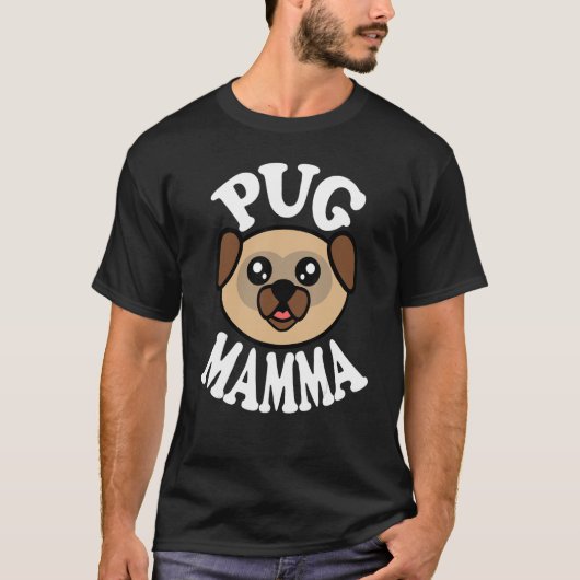 Cute Pug Mamma T-shirt (Voorkant)