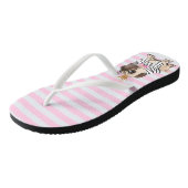 Cute Pug met Crown en Roze Heart Donut Teenslippers (Schuin)