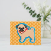 Cute pug met sjaal briefkaart (Staand voorkant)