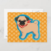 Cute pug met sjaal briefkaart (Voorkant / Achterkant)