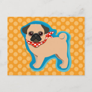 Cute pug met sjaal briefkaart