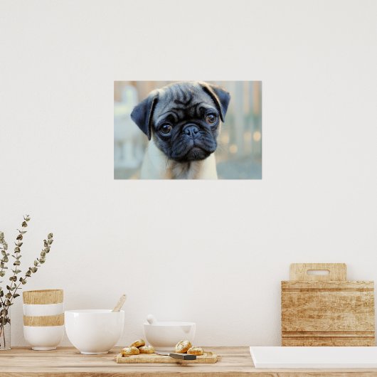 Cute Pug Mok Poster (Keuken)