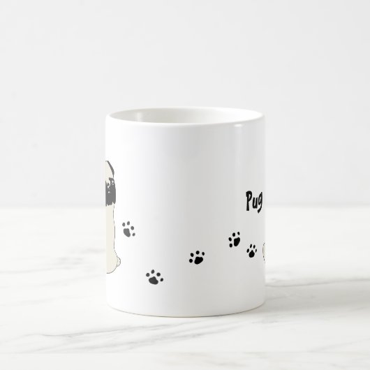 Cute pug mug かわいいパグのイラストのマグカップ koffiemok (Center)