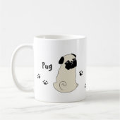 Cute pug mug かわいいパグのイラストのマグカップ koffiemok (Links)