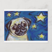 Cute Pug Nighttime Stars Briefkaart (Voorkant)