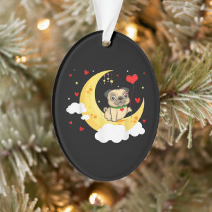 Cute Pug on the Moon Valentijnsdag Beauty Ornament