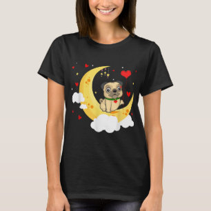 Cute Pug on the Moon Valentijnsdag Beauty T-shirt