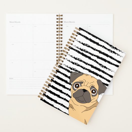 Cute Pug-patroon Planner (Display)