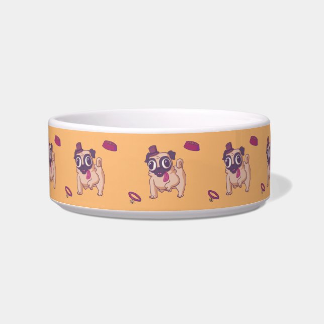 Cute Pug Pattern Dog Bowls Voerbakje (Voorkant)