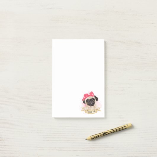 Cute Pug Post-it® Notes (Op bureau)