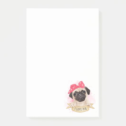 Cute Pug Post-it® Notes (Voorkant)